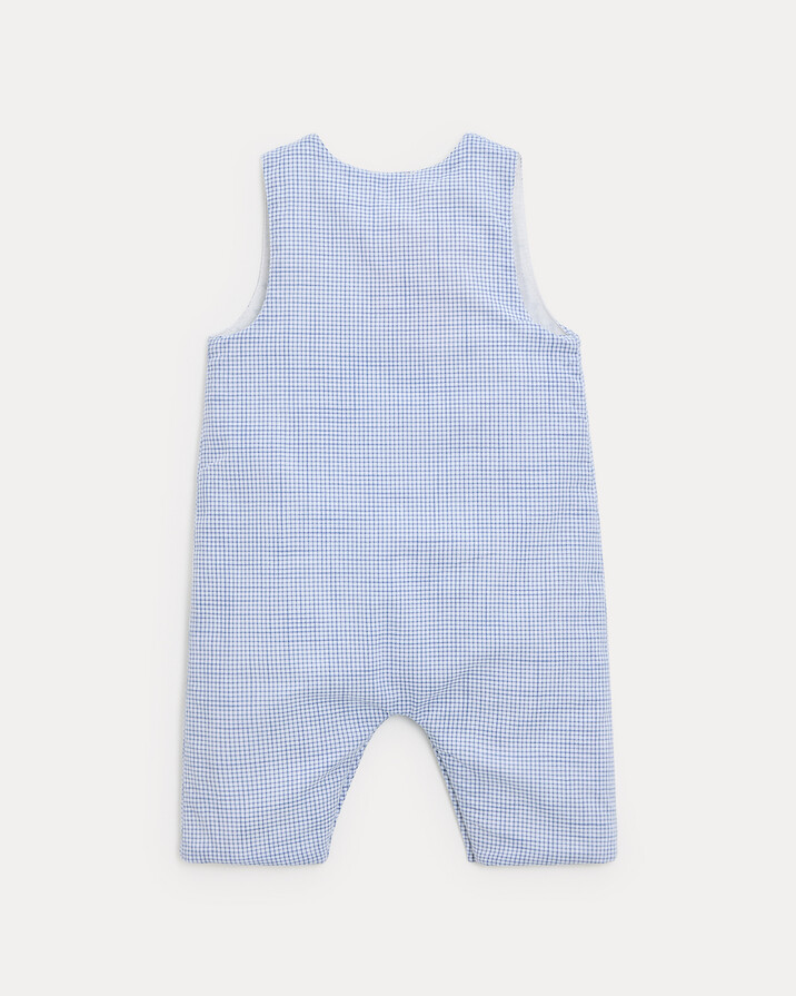 Combinaison longue en toile de coton Mar... Imprim&eacute; carreaux bleu  Natalys
