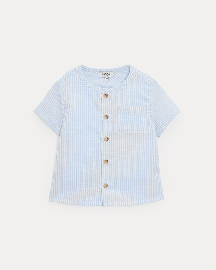 Chemise &agrave; manches courtes Th&eacute;odore Imprim&eacute; rayures ciel  Natalys