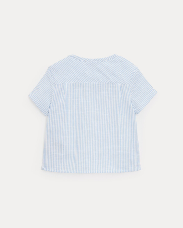 Chemise &agrave; manches courtes Th&eacute;odore Imprim&eacute; rayures ciel  Natalys