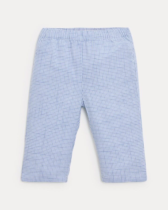 Pantalon en toile de coton Achille Imprimé carreaux bleu Natalys