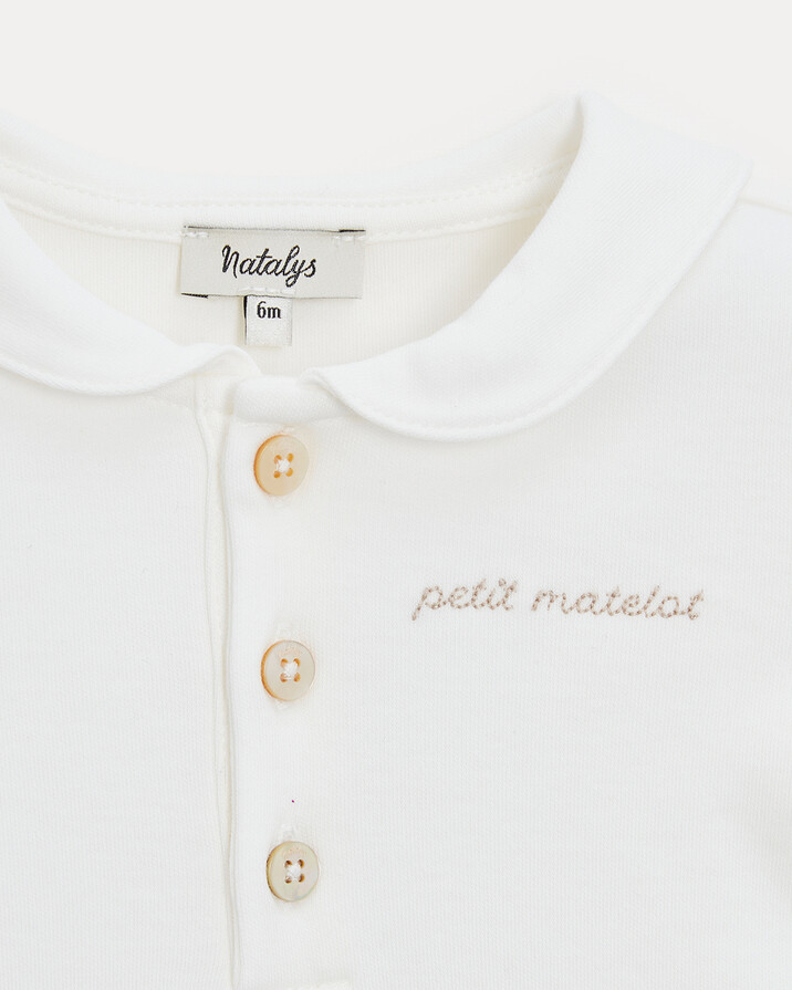 Body col marin brod&eacute; petit matelot Mar... Coloris &eacute;cru  Natalys