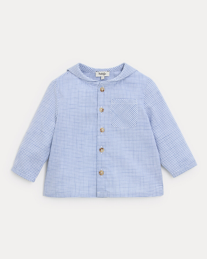 Chemise à manches longues Augustin Imprimé carreaux bleu Natalys