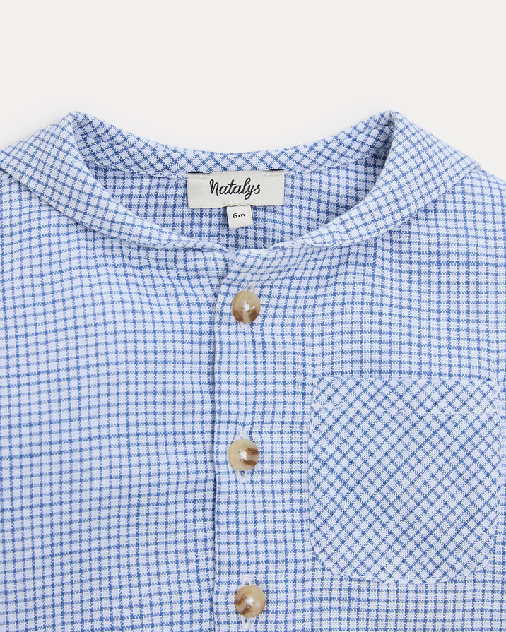 Chemise à manches longues Augustin Imprimé carreaux bleu Natalys