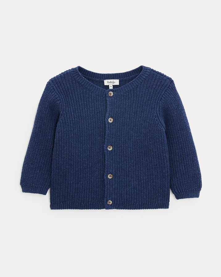 Gilet en tricot fantaisie James Coloris bleu nattier  Natalys